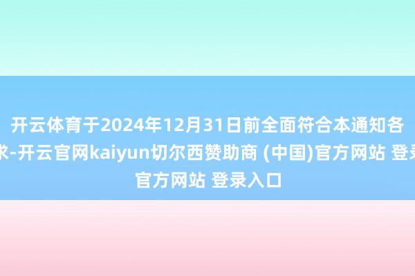 开云体育于2024年12月31日前全面符合本通知各项要求-开云官网kaiyun切尔西赞助商 (中国)官方网站 登录入口