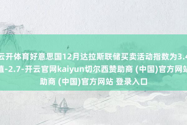 云开体育好意思国12月达拉斯联储买卖活动指数为3.4 预期0 前值-2.7-开云官网kaiyun切尔西赞助商 (中国)官方网站 登录入口